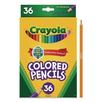 Crayola 684036 3.3 mm 2B Short-Length Colored Pencil Set - Assorted Lead and Barrel Colors (36/Set)