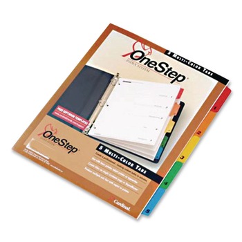 Cardinal 60518 11 x 8.5 OneStep Printable Table of Contents and 1 to 5 Dividers - White/Assorted Tabs (5/Set)