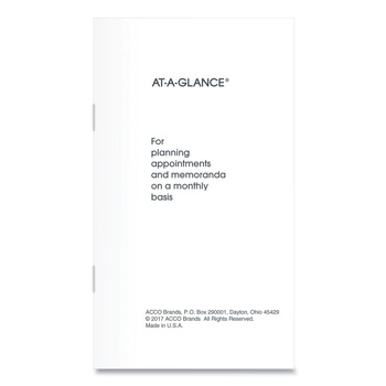 AT-A-GLANCE 7090610 12-Month: Jan 2026 to Dec 2026 6 in. x 3.5 in. Pocket Size Monthly Planner Refill - White Sheets