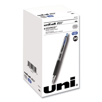  | uni-ball 1921064 Signo 207 0.7 mm Retractable Gel Pen - Blue Ink/Smoke/Black/Blue Barrel/Medium (36/Box)