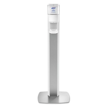 PURELL 7306-DS-SLV 1200 ml 13.16 in. x 16.63 in. x 51.57 in. Messenger ES6 Floor Stand with Dispenser - Silver/White