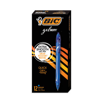  | BIC RGLCG11-BE Medium 0.7 mm Gel-ocity Quick Dry Retractable Gel Pen - Blue Ink, Blue Barrel (1-Dozen)