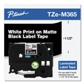 Tapes | Brother P-Touch TZEM365 1.4 in. x 26.2 ft. TZe Standard Adhesive Laminated Labeling Tape - White on Matte Black image number 4