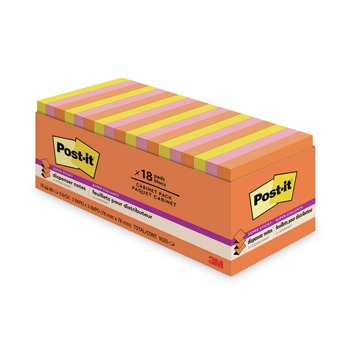3M R330-18SSAUCP 3 in. x 3 in. Pop-up Note Refill - Energy Boost Collection Colors (18/Pack)