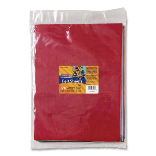 Arts & Crafts Supplies | Creativity Street PAC390701R 9 in. x 12 in. Rectangular Felt Sheets - Assorted Colors (12/Pack) image number 0
