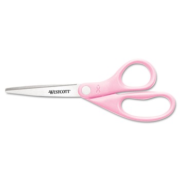 Westcott 15387 8 in. All Purpose Straight Ribbon Scissors with 3.5 in. Cut Length - Pink