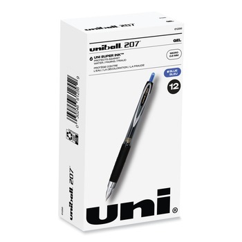 uni-ball 61256 Signo 207 0.5 mm Retractable Gel Pen - Blue Ink/Smoke/Black/Blue Barrel/Fine (1-Dozen)