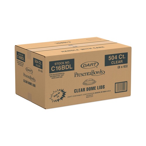  | Dart C16BDL 5.4 in. x 1.1 in. PresentaBowls Plastic Dome Lids - Clear (504/Carton) image number 0