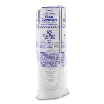 Dart 12BWWCR 10 oz. - 12 oz. Concorde Foam Bowl - White (1000/Carton)