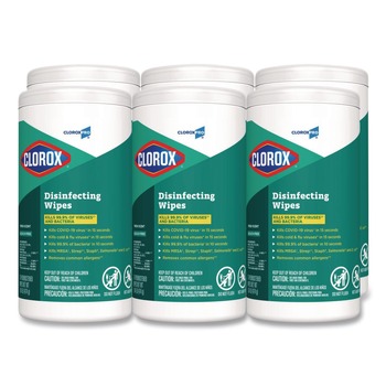 DISINFECTANTS | Clorox 15949 7 in. x 8 in. 1-Ply Disinfecting Wipes - Fresh Scent, White (75/Canister, 6 Canisters/Carton)