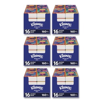 TISSUES | Kleenex 54635 On The Go Packs 3-Ply Facial Tissues - White (6/Carton)