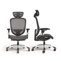 Office Chairs | Alera ALEMV41BME18 17.24 in. to 20.98 in. Seat Height Support Up to 275 lbs. Minerva Ergonomic Mesh Swivel Task Chair - Black Seat/Back, Silver Base image number 4