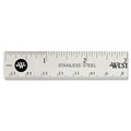 Office & Office Supplies | Westcott 10414 6 in. Long Standard/Metric Stainless Steel Office Ruler With Non Slip Cork Base image number 1