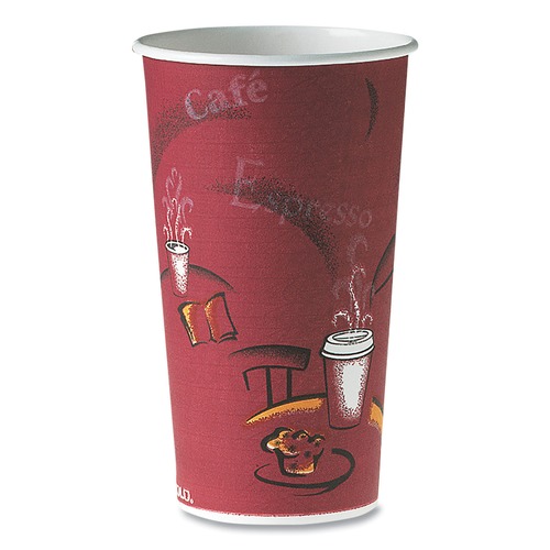 Cups and Lids | SOLO 420SI-0041 20 oz. Bistro Design Single-Sided Poly Paper Hot Cups (600/Carton) image number 0