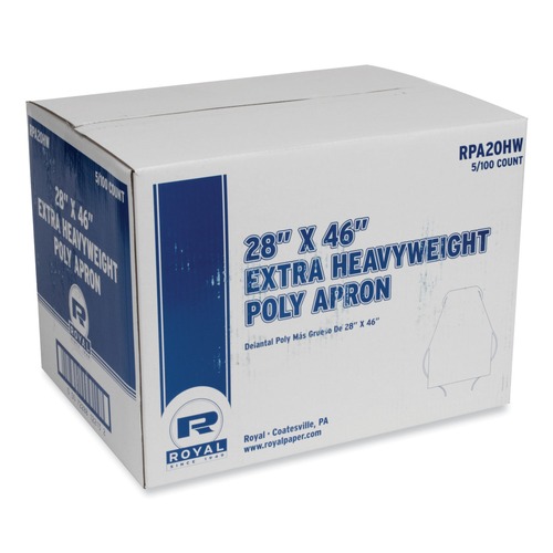 Food Service | AmerCareRoyal RPA20HW 28 in. x 46 in. 1.77 mil Heavyweight Poly Aprons - One Size Fits All, White (500/Carton) image number 0