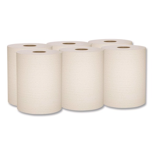 Paper Towels and Napkins | Scott 56758 Essential 100% Recycled Fiber Hard Roll Towel, 1-Ply, 8-in x 800-ft, 1.5-in Core, Brown, 6 Rolls/Carton image number 0