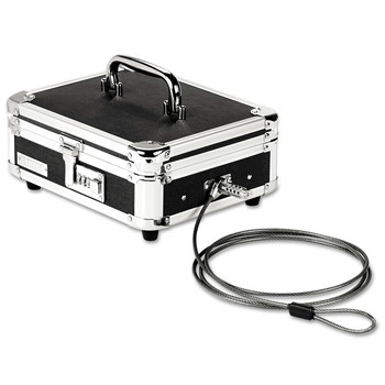 Vaultz VZ01002 10 in. x 8.75 in. x 5 in. Plastic Steel Locking Cast Box with Tumbler Lock - Black and Chrome