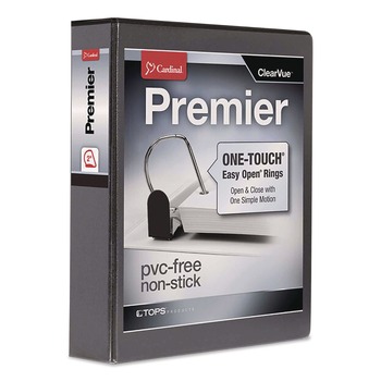 Cardinal 10321CB 11 in. x 8-1/2 in. ClearVue 3-Ring 2 in. Capacity Easy Open Slant-D Ring Binder - Black