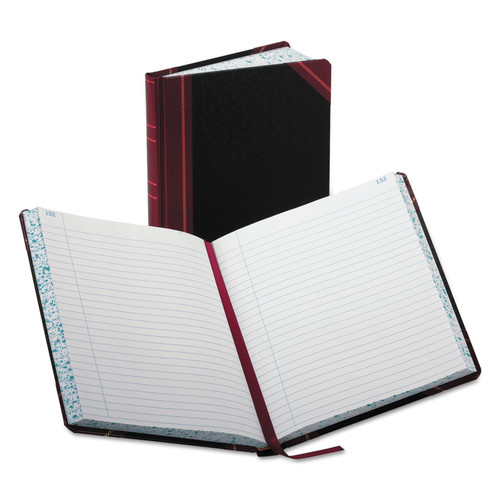 Notebooks & Pads | Boorum & Pease 38-300-R 9.25 x 7.31 Sheets Record-Style Rule Account Record Book - Black/Red/Gold Cover image number 0