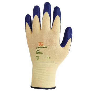 CLEANING GLOVES | KleenGuard 98232 G60 Nitrile Coated Cut Resistant Gloves - Large, Blue/Yellow (12 Pairs/Pack)