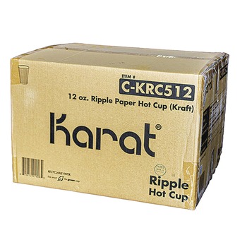 Karat C-KRC512 12 oz. Paper Ripple Hot Cups - Kraft/White (500/Carton)