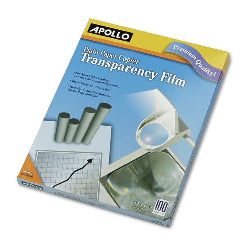 Copy & Printer Paper | Apollo VPP100CE-A 8.5 in. x 11 in. Plain Paper Transparency Film - Black on Clear (100/Box) image number 0