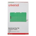 File Folders | Universal UNV13526 Deluxe Reinforced 1/3-Cut Top Tab Legal Size Folders with Fasteners - Green (50/Box) image number 2