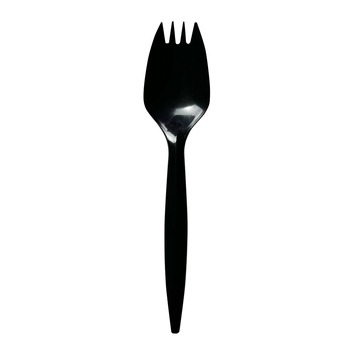 Boardwalk BWKSPORKBLPP Mediumweight Polypropylene Plastic Spork Cutlery - Black (1000/Carton)