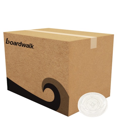 Cups and Lids | Boardwalk BWKPET912STRAW Crystal-Clear Cold Cup Straw-Slot Lids Fits 9 oz. Squat and 12 oz. PET Cups (1000/Carton) image number 0