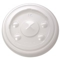 Cups and Lids | Fabri-Kal 9508216 Kal-Clear/Nexclear Flat X-Style Straw Slot Plastic Drink Cup Lids Fits 12 oz. to 14 oz. Cold Cups - Translucent (1000/Carton) image number 0