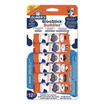 ADHESIVES AND GLUES | Elmer's 2213736 0.21 oz BlooStick Buddies and Disappearing Purple Glue Stick Combo Pack - Dries Clear (12/Pack)