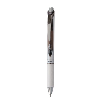 Pentel BLN75PW-A EnerGel RTX Fine 0.5 millimeter Retractable Gel Pen - Black Ink/White/Smoke Barrel