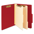 File Folders | Smead 14003 2 in. Expansion Top Tab Classification Folders with 6 SafeSHIELD Fasteners - Letter Size/Red Exterior (10/Box) image number 0