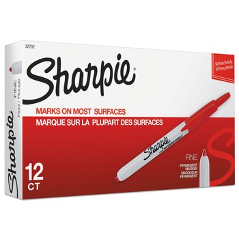 Sharpie 32702 Fine Bullet Tip Retractable Permanent Marker - Red (1-Dozen)
