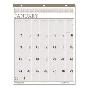 House of Doolittle 380 12-Month (Jan to Dec): 2026 20 in. x 26 in. Large Print Recycled Monthly Wall Calendar - Beige Sheets
