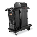 Cleaning Carts | Rubbermaid Commercial 1861427 Executive High Security 23.1 in. x 39.6 in. x 27.5 in. Janitorial Cleaning Cart - Black image number 1