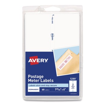 Avery 05289 1.78 in. x 6 in. Postage Meter Labels for Personal Post Office - White (2/Sheet, 30 Sheets/Pack)