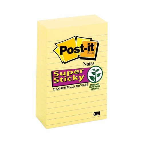 Notebooks & Pads | Post-it Notes Super Sticky 660-5SSCY 4 in. x 6 in. Note Ruled Pads - Canary Yellow (90-Sheets/Pad, 5-Pads/Pack) image number 0