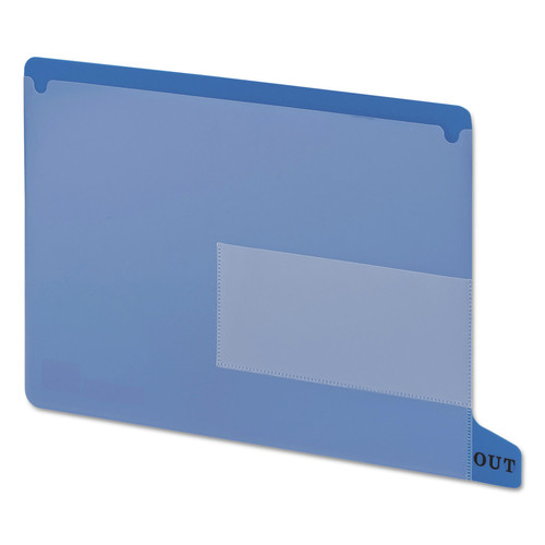 File Folders | Smead 61951 1/3-Cut End Tab Out 8.5 in. x 11 in. Colored Poly Out Guides with Pockets - Blue (25/Box) image number 0