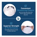 Trash Bags | Boardwalk BWK1DK100 13 Gallon 24 in. x 28 in. Drawstring Kitchen Bags - White (50 Bags/Roll, 2 Rolls/Carton) image number 4