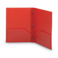 File Folders | Smead 87727 11 in. x 8.5 in. 180-Sheet Capacity Poly 2-Pocket Folder with Fasteners - Red (25/Box) image number 1