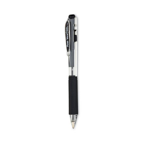 Pens | Pentel K437-A 0.7 mm WOW Medium Retractable Gel Pen - Black Ink/Clear/Black Barrel (1-Dozen) image number 0