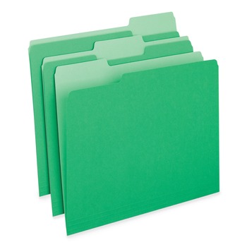 Universal UNV10502 1/3-Cut Tabs Deluxe Colored Top Tab File Folders - Letter Size, Green/Light Green (100/Box)