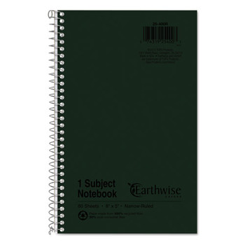 Oxford 25-400R Earthwise by Oxford 8 in. x 5 in. Sheets Narrow Rule Recycled One-Subject Notebook - Green Cover