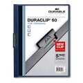 Report Covers & Pocket Folders | Durable 221428 Holds 60 Pages Letter Vinyl Duraclip Report Cover with Clip  - Clear/Navy (25/Box) image number 0