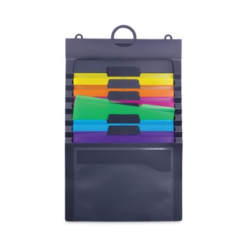 OFFICE FURNITURE AND LIGHTING | Smead 92060 14.25 in. x 24.25 in. 6-Section Cascading Wall Organizer - Letter Size/Gray/Neon Green/Neon Orange/Neon Pink/Purple/Yellow