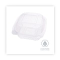 Food Trays, Containers, and Lids | Eco-Products EP-LC6 6 in. x 6 in. x 3 in. Renewable and Compostable Plastic Clamshell Hinged Food Containers - Clear (240/Carton) image number 4