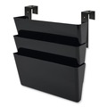 Wall Files | Deflecto 73504 13 in. x 4 in. 3 Sections 3-Pocket Stackable DocuPocket Partition Wall File - Letter Size, Black image number 0