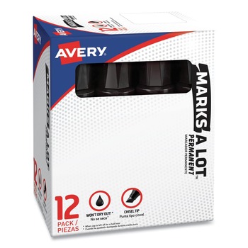 PENS PENCILS AND MARKERS | Avery 24148 MARKS A LOT Extra-Broad Chisel Tip Desk-Style Permanent Marker - Extra-Large/Black (1-Dozen)