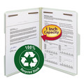 File Folders | Smead 15003 1 in. Expansion 2 Fasteners Letter Size Recycled Pressboard Fastener Folders - Gray-Green Exterior (25/Box) image number 4